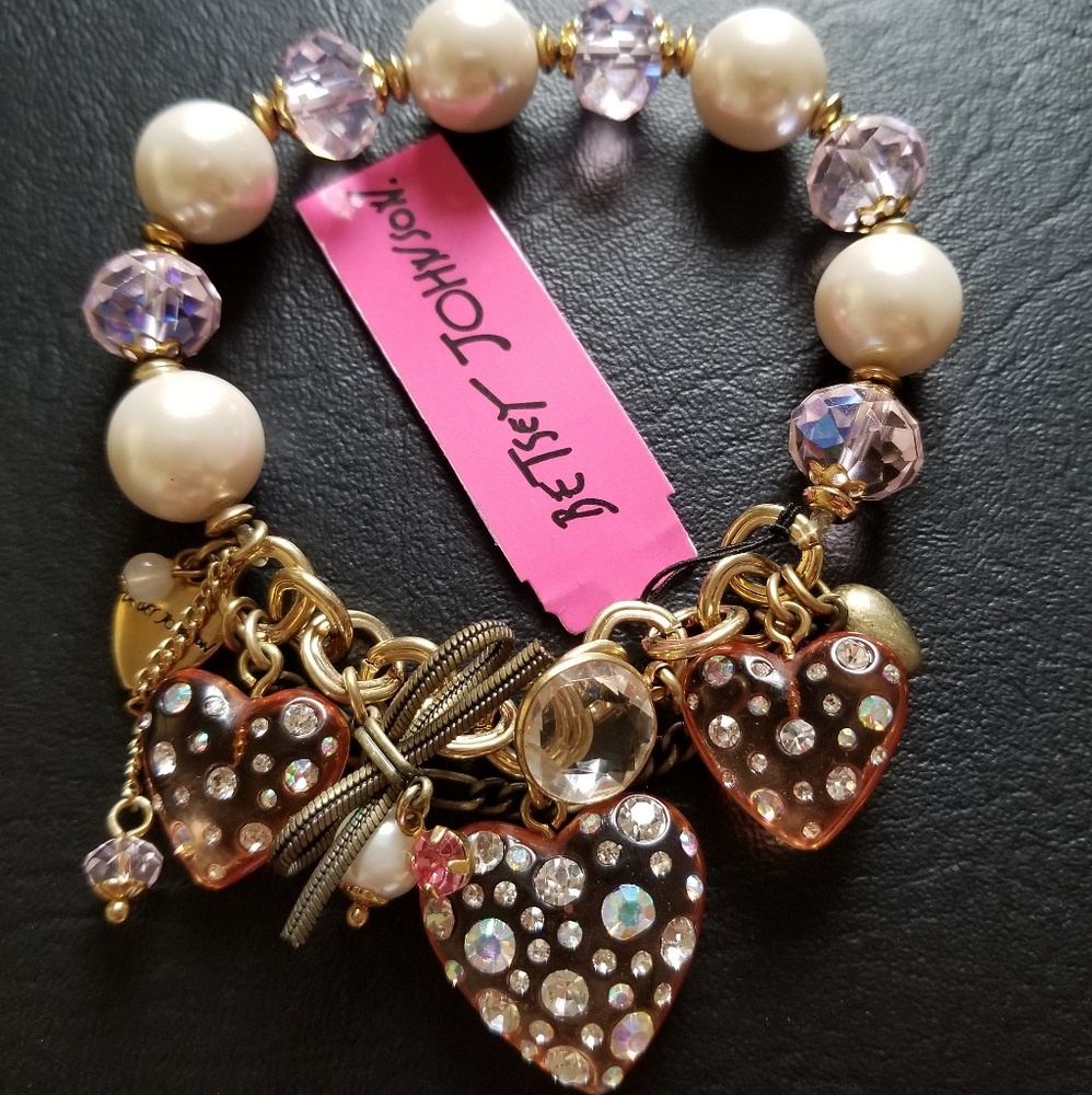 Betsey Johnson Diamond Heart Charm Bracelet